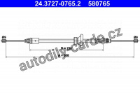 Lanko ruční brzdy ATE 24.3727-0765 (AT 580765)