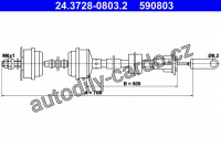 Tažné lanko, ovládání spojky ATE 24.3728-0803 (AT 590803)