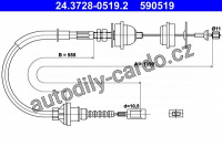 Tažné lanko, ovládání spojky ATE 24.3728-0519 (AT 590519)