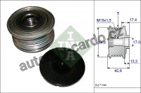Alternátorová volnoběžka (předstihová spojka) INA (IN 535010910) - DACIA, NISSAN, RENAULT