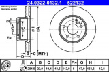 Brzdový kotouč ATE 24.0322-0132 (AT 522132) - Power Disc  - MERCEDES-BENZ
