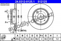 Brzdový kotouč ATE 24.0312-0125 (AT 512125) - Power Disc - LADA