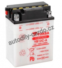 Motobaterie YUASA YB12C-A 12Ah 165A 12V L+ /134x80x175/