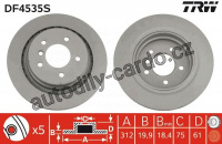 Brzdový kotouč TRW DF4535S - BMW 3 E36 M3 93- L