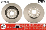 Brzdový kotouč TRW DF4525 - TOYOTA MR2 92-