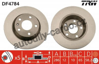 Brzdový kotouč TRW DF4784 - AUDI TT QUATTRO 06-