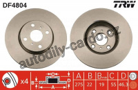 Brzdový kotouč TRW DF4804 - TOYOTA YARIS 06-