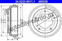 Brzdový buben ATE 24.0222-8011 - FORD
