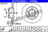 Brzdový kotouč ATE 24.0110-0224 (AT 410224) - AUDI, VW