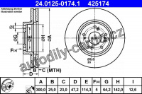 Brzdový kotouč ATE CRYO 24.0125-0174 (AT 425174) - HONDA