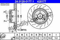 Brzdový kotouč ATE 24.0128-0177 (AT 428177) - MERCEDES-BENZ