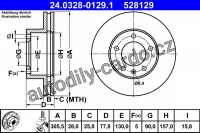 Brzdový kotouč ATE 24.0328-0129 (AT 528129) - Power Disc - NISSAN, OPEL, RENAULT