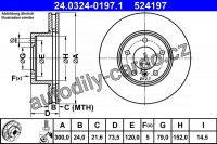 Brzdový kotouč ATE 24.0324-0197 (AT 524197) - Power Disc - BMW