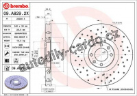 Brzdový kotouč BREMBO 09.A829.2X - CITROËN, DS, PEUGEOT
