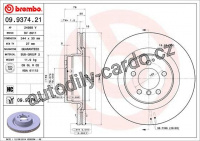 Brzdový kotouč BREMBO 09.9374.21 - LAND ROVER