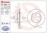 Brzdový kotouč BREMBO 09.A864.14 - TOYOTA