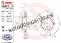 Brzdový kotouč BREMBO 09.5749.10 - OPEL