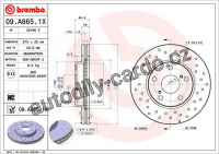 Brzdový kotouč BREMBO 09.A865.1X - TOYOTA