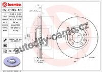 Brzdový kotouč BREMBO 09.C133.11 - CITROËN, DS, PEUGEOT