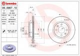 Brzdový kotouč BREMBO 09.A867.10 - HYUNDAI, KIA