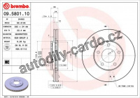 Brzdový kotouč BREMBO 09.5801.10 - CHRYSLER
