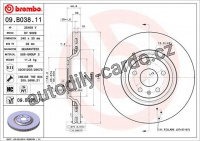 Brzdový kotouč BREMBO 09.B038.11 - AUDI
