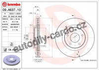 Brzdový kotouč BREMBO 09.A637.11 - CHRYSLER, DODGE, JEEP, LANCIA