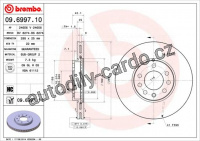 Brzdový kotouč BREMBO 09.6997.10 - OPEL, SAAB