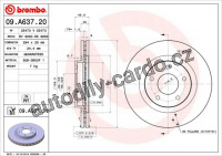 Brzdový kotouč BREMBO 09.A637.21 - CITROËN, MITSUBISHI, PEUGEOT
