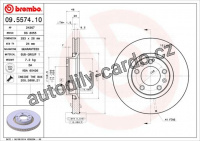 Brzdový kotouč BREMBO 09.5574.10 - CITROËN
