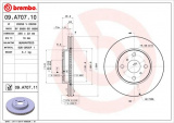 Brzdový kotouč BREMBO 09.A707.10 - TOYOTA