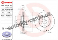 Brzdový kotouč BREMBO 09.A707.11 - TOYOTA