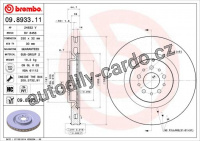 Brzdový kotouč BREMBO 09.8933.11 - ALFA ROMEO