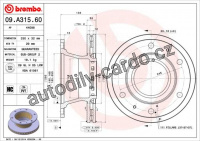 Brzdový kotouč BREMBO 09.A315.60 - IVECO