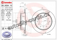 Brzdový kotouč BREMBO 09.A334.10 - TOYOTA