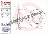 Brzdový kotouč BREMBO 09.8953.10 - FORD, MAZDA