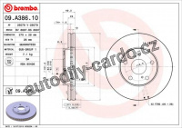 Brzdový kotouč BREMBO 09.A386.10 - TOYOTA