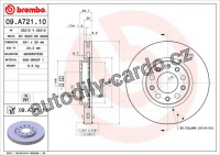 Brzdový kotouč BREMBO 09.A721.11 - ALFA ROMEO, FIAT, JEEP