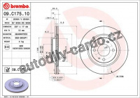 Brzdový kotouč BREMBO 09.C175.11 - CITROËN, MITSUBISHI, PEUGEOT