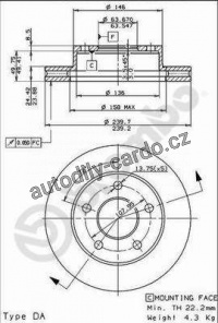 Brzdový kotouč BREMBO 09.4914.40 - FORD