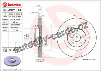 Brzdový kotouč BREMBO 09.A921.14 - SUBARU, TOYOTA