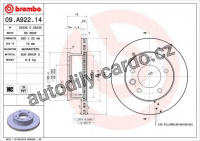 Brzdový kotouč BREMBO 09.A922.14 - MERCEDES-BENZ