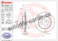 Brzdový kotouč BREMBO 09.9728.14 - OPEL, SUBARU