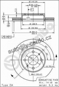 Brzdový kotouč BREMBO 09.6743.10 - NISSAN