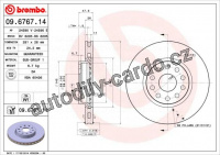 Brzdový kotouč BREMBO 09.6767.14 - ALFA ROMEO