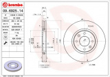 Brzdový kotouč BREMBO 09.6925.14 - CITROËN