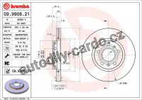 Brzdový kotouč BREMBO 09.9908.21 - AUDI
