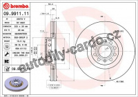 Brzdový kotouč BREMBO 09.9911.11 - AUDI