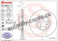 Brzdový kotouč BREMBO 09.9922.11 - BMW