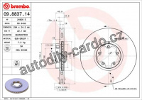 Brzdový kotouč BREMBO 09.8837.14 - FORD